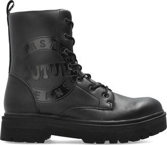 Versace Jeans Couture Syrius bikerlaarzen met logo - Zwart