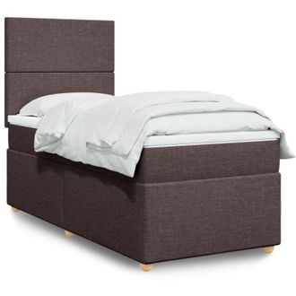 vidaXL Cama Box Spring Con Colch&oacute;n Tela Marr&oacute;n Oscuro 80x200 Cm Vidaxl