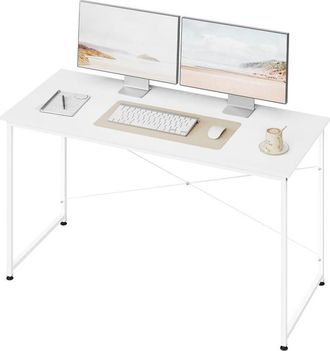 Woltu Tavolo da studio scrivania per computer, postazione di lavoro moderna per ufficio, tavolo da pranzo per casa e ufficio, 140x60 cm, Bianco - Woltu