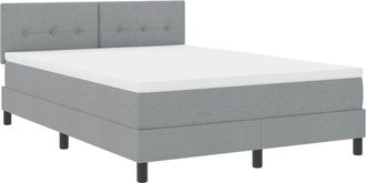 vidaXL Cama Tipo Box Spring Con Colch&oacute;n Gris Claro 140 X 200 Cm Tela Vidaxl