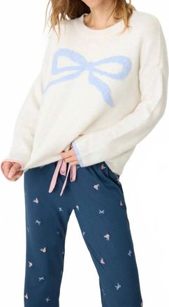 PJ Salvage English Rose Bow Snuggle Sweater In Ivory