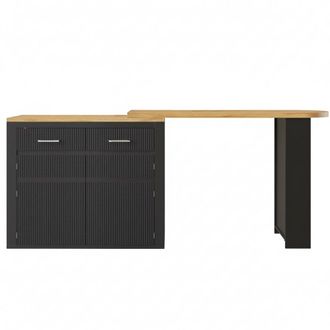 Urban Meuble Mesa de bar extensible negra con almacenamiento, estilo moderno