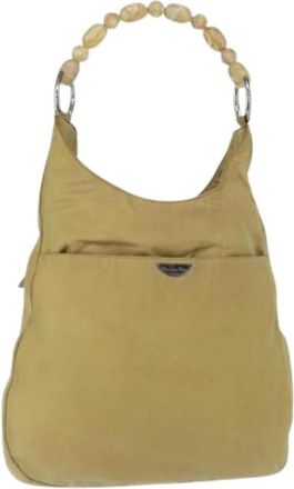 Dior Pre-owned Shoulder Bags, female, Beige, Size: ONE SIZE Pre-owned Vintage Nylon Shoulder Bag