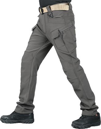 Generic Truetailor Fleece Lined Waterproof Utility Trousers True Tailor Work Pants Mens Insulated Hiking Cargo Tactical Hunting Pants (Gray,M)