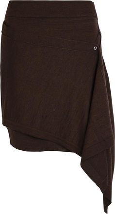 Christophe Lemaire Buttoned-panel Fine-knit Mini Skirt - Dark Brown - Xxs (UK4 / Xxs)