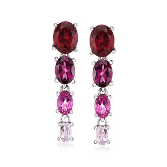 Ross-Simons Graduated Multi-Gemstone Drop Earrings in Sterling Silver