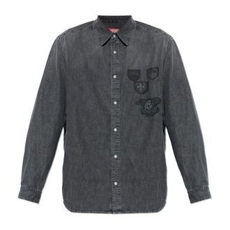 Diesel D-Simply-S15 Shirt - Heren - Casual Overhemden - Grijs - S - Katoen - Overhemden