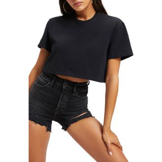 Good American Heritage Crop Cotton T-Shirt in Black001 at Nordstrom, Size X-Large