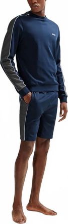 HUGO BOSS Cotton Knit Track Shorts In Blue
