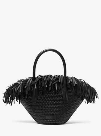 Michael Kors Sardinia Mini Hand-Woven Leather Basket Tote Bag