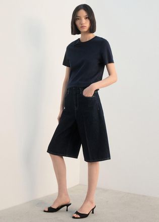 Mango Maglietta cotone dettaglio increspato navy - Donna - XS - MANGO