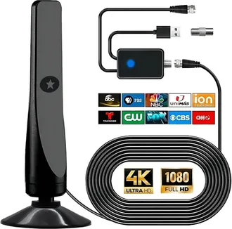 OEM Antena De Tv Digital, Potente Antena Hdtv Para Interiores Y Exteriores Con Amplificador, Recepci&oacute;n De Tv De 360&deg; Y Alcance De 80 Km, Compatible Con 4k