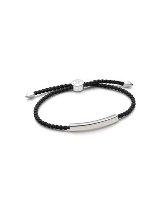 Monica Vinader Linear cord bracelet - men - Sterling Silver/Polyester - One Size - Black
