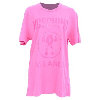 Moschino Double Question Mark Logo T-Shirt in Pink Cotton