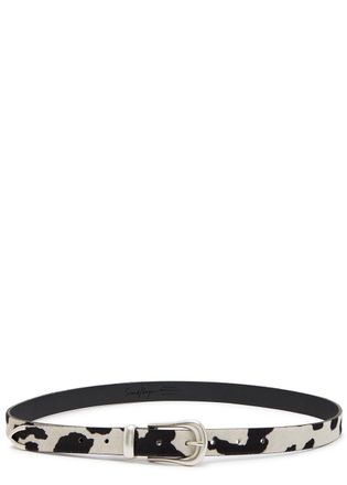 Second/Layer Cow-print Pony-hair Belt - Multicoloured 1 - L/XL L/XL