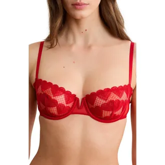 Etam Desir No. 9 Heart Mesh Balconette Bra in Red at Nordstrom, Size 32B