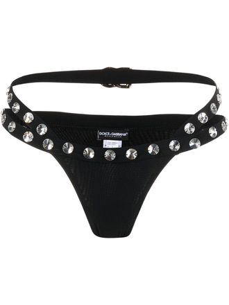 Dolce & Gabbana crystal-embellished bikini bottoms - women - Crystal/Polyamide/Polyamide/Spandex/Elastane/Spandex/Elastane - 2 - Black