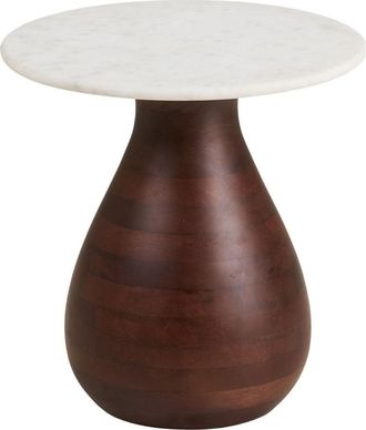 House Nordic Mesa auxiliar redonda de m&aacute;rmol y madera D40