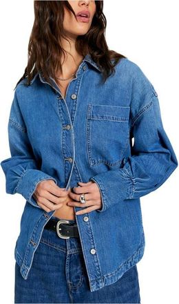 Free People Ashley Denim Shirt in Medium Wash at Nordstrom, Size X-Large