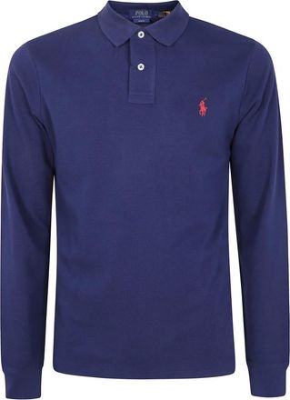 Polo Ralph Lauren Lange Mouw Gebreide Poloshirt - Heren - Polos - Blauw - 2XL - Tops