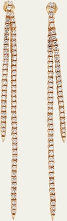 Lana Jewelry 14K Gold Flawless Graduating Tennis Front to Back Long Linear Earrings, 88mm