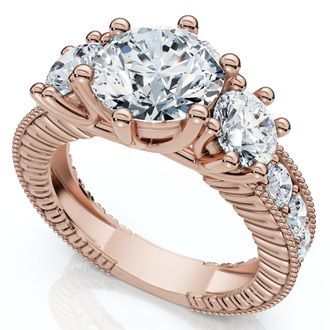 Pompeii3 Certified 3 1/2Ct Elizabeth Diamond Engagement Vintage Ring 14k Gold Lab Grown