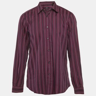 HUGO BOSS Boss By Hugo Boss Purple Striped Cotton Slim Fit