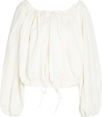 Bernadette Bernadette Ally Gathered Stretch-cotton Poplin top - White - 38 (UK10 / S)