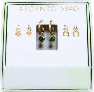 Argento Vivo Luck Hoop Earrings & Assorted Charms 4-Piece Set in Gold at Nordstrom Rack