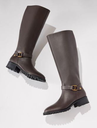 Talbots Waverly Vachetta Tall Riding Boots - Extended Calf - Dark Chocolate - 10 1/2 M Talbots