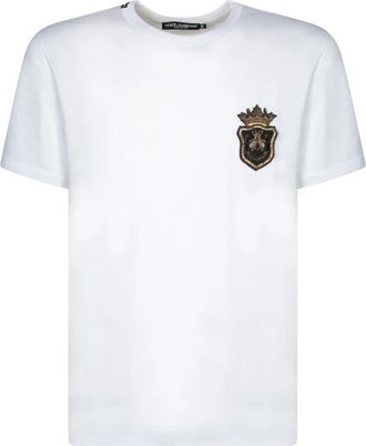 Dolce & Gabbana Wit Crest Logo T-Shirt - Heren - T-shirts - Wit - S - Katoen - Tops