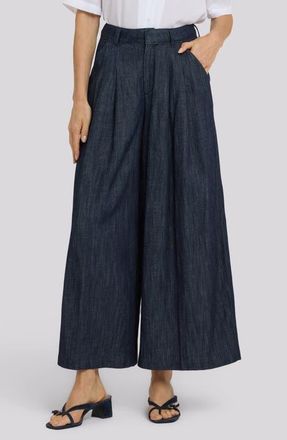 NYDJ Giselle Pleated Wide Leg Ankle Jeans in Dark Indigo at Nordstrom, Size 14