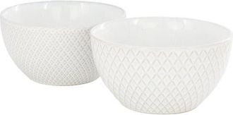 Gibson Home Earlhart 2 Piece 6 Inch Ribbed Stoneware Cereal Bowl Set in White at Nordstrom
