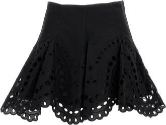 Charo Ruiz Ibiza Black Ruffle Eyelet Skirt