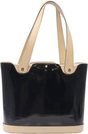 Ferragamo Pre-owned Tote Bags, female, Black, Size: ONE SIZE Pre-owned Vintage Patent Leather Tote Bag