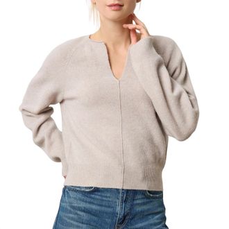 Lilla P Split Neck Raglan Pullover Sweater In Quartz