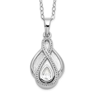 Diamond2Deal Sterling Silver Cubic Zirconia Tear Of Strength Ash Holder Necklace