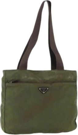 Prada Pre-owned Nylon Tote Bag - Dames - Vintage Shopper - Groen - ONE Size - Nylon - Vintage