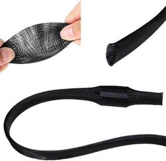 OEM Funda Trenzada Para Cables, 10 M, 4 Mm (4-8 Mm), Negra, Protecci&oacute;n De Cables De Poli&eacute;ster, El&aacute;stico Y Resistente Al Desgaste