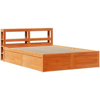 vidaXL Vidaxl - Estructura Cama Con Cabecero Madera Pino Marr&oacute;n Cera 150x200 Cm