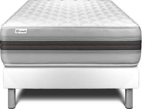 VITALIT Vitalit - Base Tapizada Blanco + Colch&oacute;n Con Espuma Viscoel&aacute;stica 90 X 190
