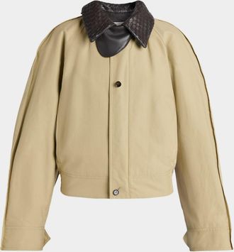 Bottega Veneta Intrecciato Collar Cotton Blouson Jacket
