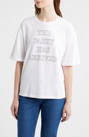 BOSS Evi Rhinestone Embellished Cotton Graphic T-Shirt in Wht at Nordstrom Rack, Size X-Large