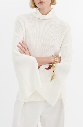Mango Bell Sleeve Turtleneck Sweater in Off White at Nordstrom, Size X-Small