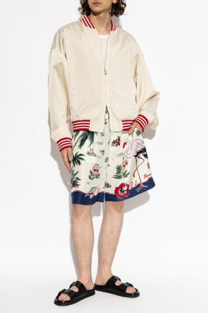 Dsquared2 Silk Shorts With Print, Mens, Cream