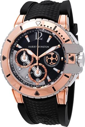 Harry Winston Pre-owned Harry Winston Ocean Diver Chronograph Black and Silver Dial Mens Watch OCEACH44RZ005
