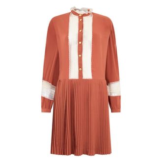 Philosophy di Lorenzo Serafini Midi Jurk - Dames - Shirt Kleedjes - Oranje - 2XS - Polyester - Kleedjes