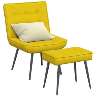 vidaXL Poltrona Relax con Poggiapiedi Giallo in Velluto - Vidaxl