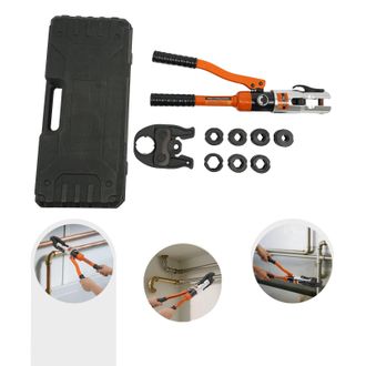 OEM Herramienta De Engaste, 7 Mordazas Intercambiables, Presi&oacute;n De 10 Toneladas, Color Naranja
