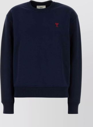 Ami cotton logo-embroidered crewneck sweatshirt